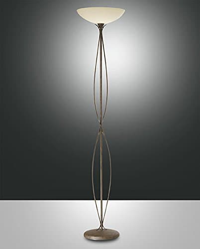 Fabas Luce Stehleuchte Quebec E27 1x 75W Metall und zentrifugiertes Glas scavo dunkel rostfarbig IP20 - Made in Italy