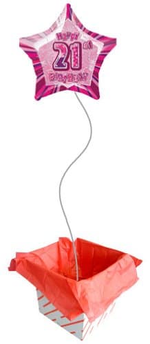 Pink Glitz Age 21 Happy Birthday 20 Inch Prismatic Foil Balloon (Inflated) Balloon in a Box - 1 Balloon