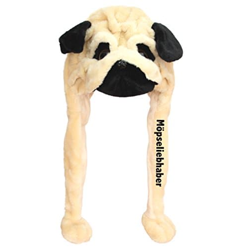 Geschenke mit Namen Pug Moepse Lovers Soft and Cuddly, Plush Hat, Brown, One Size