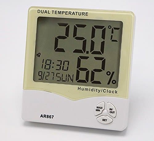LCD Digital Thermo-hygrometer, Indoor Outdoor Weather Thermometer Hygrometer Gauge, Monitor Temperature Meter with Calendar Wet&amp;Dry Clock Alarm 867