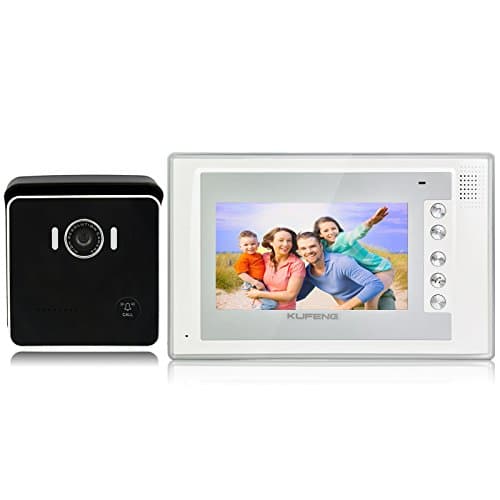 KUFENG 7 Inch Wired Doorbell Digital Intercom Kit Security Camera Interphone Door Phone Video Night Vision Entry System KD701 (Black)