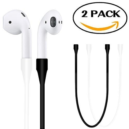 AirPods Strap, Kinnara Air Pods Sports Strap Wire Rope Connector for iPhone 7 / 7 Plus Apple Airpods,Never Lose Your Airpods, (General White &amp; Black)
