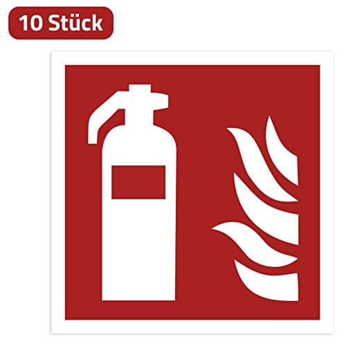 Fire Extinguisher Label (Pack of 10) – Fire Extinguisher Sticker Pre-Scored for Interior &amp; Exterior with UV Protection, Weatherproof