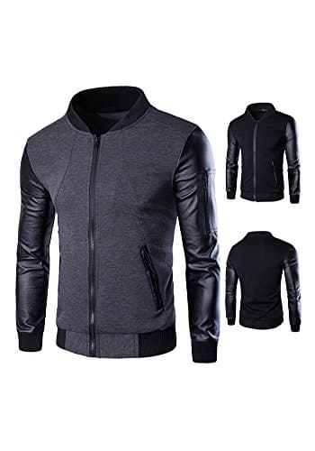 JKQA Mens Slim Fit Varsity Baseball Bomber Jacket of Various Styles (S, BG PACK OF 2)