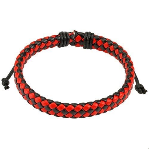 STRAP ADJUSTABLE MENS LEATHER BRAID COLOR RED AND BLACK FOOT RUGBY