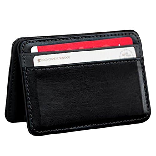 Clearance/BESTOPPEN Mens Black Mini Neutral Magic Leather Stylish Bifold Wallet ID Credit Card Holder Coin Money Clip Wallet Purse Cash Holder Organizer - Birthday Present Gift For Men (Black)