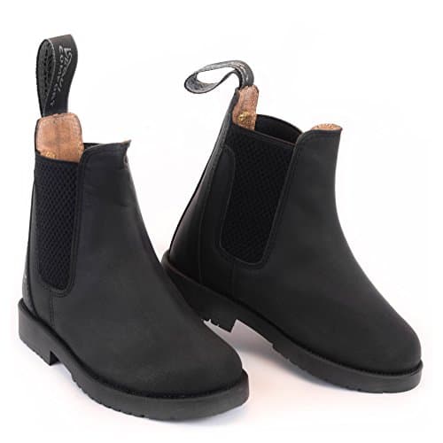 Horse Riding Boots in Genuine Nubuck Leather, Children All Sizes (Black, 9 UK / 27 EU)