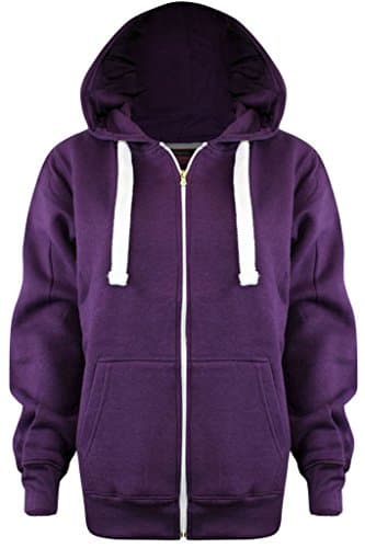 New Ladies Womens Plus Size All Colour Plain Zipped Hoodies UK Size 8-28