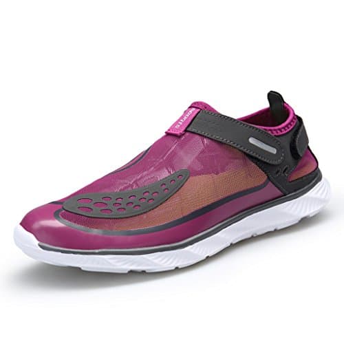 Swimming Shoes Purple Female Summer Velcro Shrink Breathable Mesh Upper Rubber Anti-slip Drainage Sole Anti-collision Toe Cap Fitness Shoes Diving Shoes Snorkeling Shoes Soft Sole Shoes Gym Sneakers Treadmill Shoes ( Size : EU39/UK6.5/CN40 )