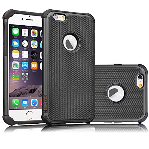 iPhone 6s Plus Case, Milocos Shock Absorbing Hybrid Best Impact Defender Rugged Slim Cover Shell Plastic Outer &amp; Rubber Silicone Inner for iPhone 6 Plus and 6s Plus (5.5 inch)[Black/Black]