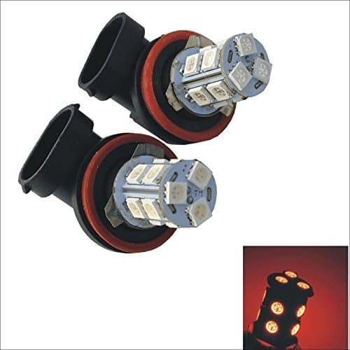 UIOXK 2PCS H8/H11 1.5W 13x5050SMD 125ML Car Rear Fog Light Bulb(DC 12V), Red-H8 696YC