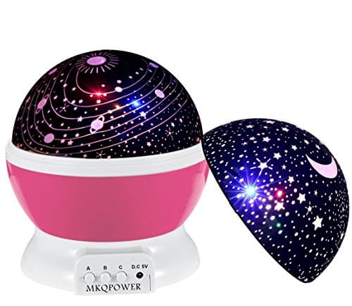 Night Ligthing Lamp, MKQPOWER Romantic 3 Modes Colorful LED Moon Sky Star +Dreamer Desk Rotating Cosmos Starlight Projector for Children Kids Baby Bedroom (Pink)
