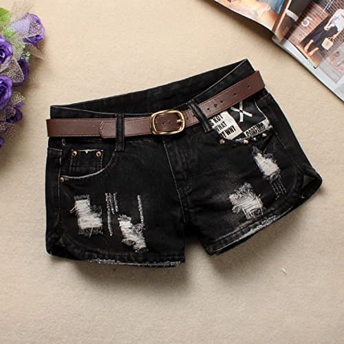 YYJZJW Lady Shorts Ms. Shorts Skirts Summer Low Waist Denim Shorts Women's Summer Boots Pants Thin Large Size Loose Holes Zip Decorative Hot PantsB,XXXL