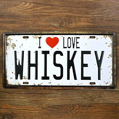 Easybuyerz VINTAGE RETRO WALL PLAQUE I LOVE WHISKEY SHABBY CHIC METAL TIN SIGN SIZE 15X30 CM