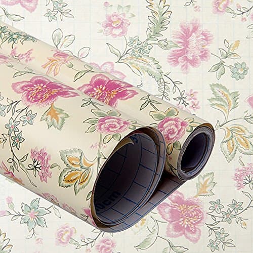 Sunfire Self Adhesive Shelf Drawer Liner Removable Contact Paper Retro Flower 17x78 Inch