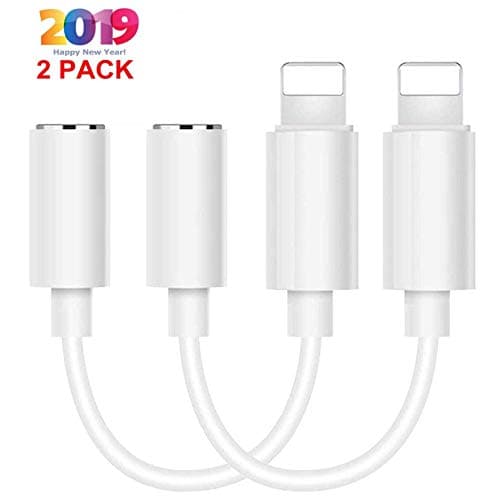 【2 Pack】 3.5 mm Headphone Jack Adapter for iPhone 7/8/plus/X/XS Dongle Headphone Cable for iPhone Splitter AUX 3.5mm Audio Jack Headphone Cable Earbud Adapter Support iOS 12