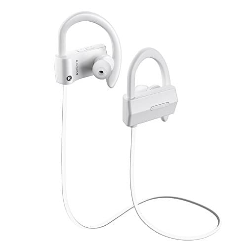 SAUNORCH Wireless Bluetooth Headphones Best Wireless Sport Earbuds With Mic Sweatproof HD Stereo Earphones Sport Noise Cancelling Bluetooth Headset With 8 Hour Battery for Gym Running White