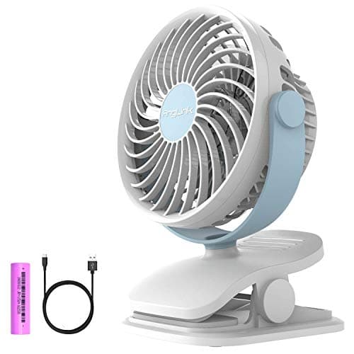 AngLink Clip on Fan Desk Fan with 4 Speeds, Rechargeable Battery, 360 Degree Rotation for Baby Stroller, Table, Office, Camping, Dorm