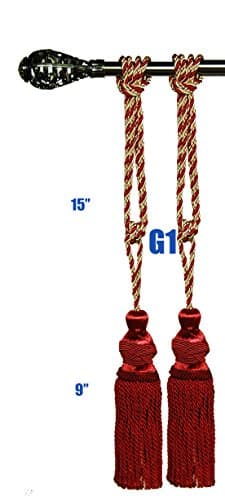 Fabric Bureau Elegant Drapery Tiebacks Tassels for Window Home Decoration Chose From Style/size/color (Ruby M)