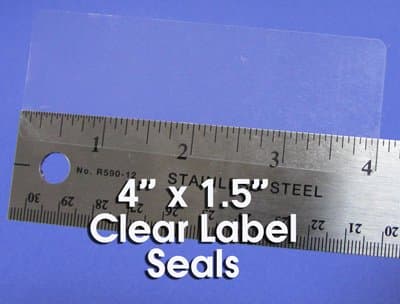 Clear Label Seals 4" x 1.5" Rectangle 500 Roll #415CLR