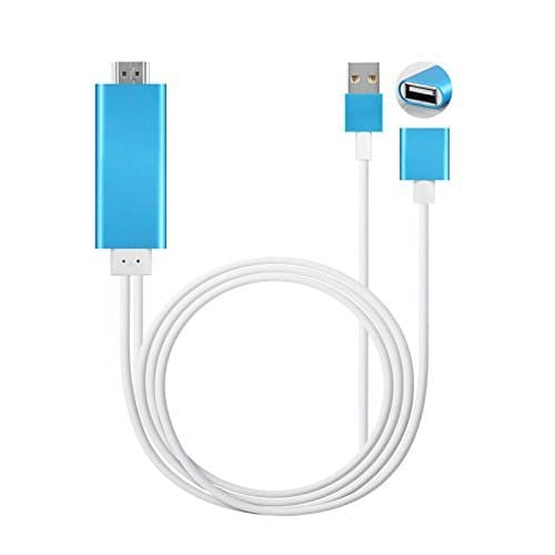 Lightning to HDMI Cable for iPhone iPad &amp; Samsung Smartphones, Plug and Play Lightning &amp; MHL to HDMI Adapter HDTV Adapter Cable for Screen Mirroring on HDTV Projector (Blue)