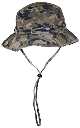 SOLID WING Floppy/Bucket Summer Hat W/Snap Up Sides, Chin Strap & Mesh Air Holes - Camo Large