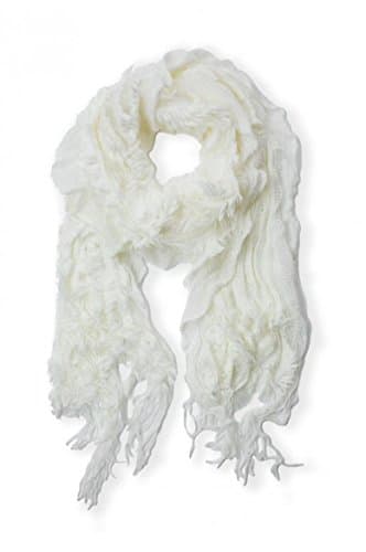 Lexie Furry Ruffle Scarf (White) Shawl Wrap Stole