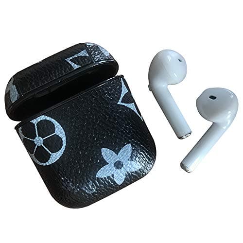 AirPods Leather Case, Protective Shockproof Case Cover with Carabiner Compatible with Apple AirPods Charging Case