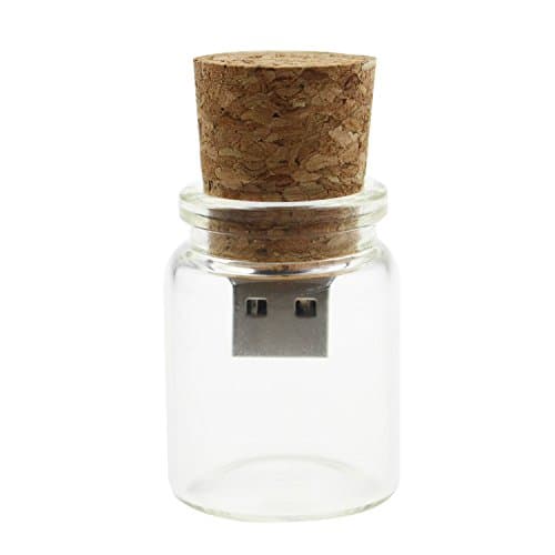 8G USB 2.0 Flash Drive,Message in a Drift Glass Bottle Novelty Memory Stick with Cork Design