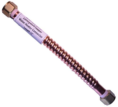 12" Flexible Water Heater Connector 3/4" Female (Both Ends) Copper, Corrugated