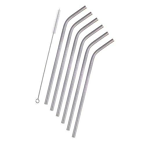 Stainless Steel Straws for Yeti Rtic 20 OZ Tumbler, Resuable Drinking Straws, Set of 6 + Cleaning Brush by Seatore