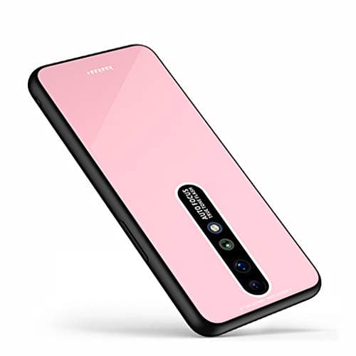 UBERANT Oppo Reno Z Case, Soft TPU Bumper & Tempered Glass Back Scratch Resistant Shockproof Protective Case for Oppo Reno Z - Pink