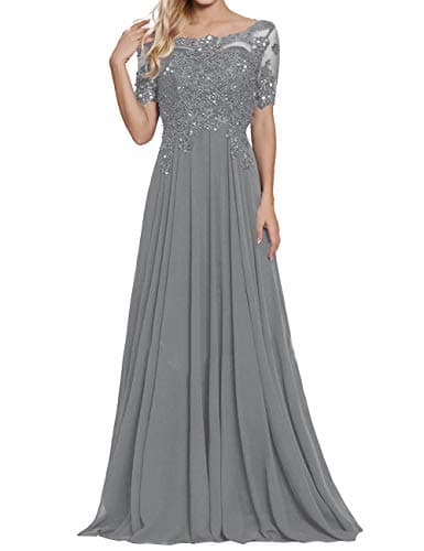 Mother of The Bride Dresses Appliques Beaded Chiffon Evening Formal Dress