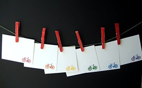 Gocco Printed Bicycle Notecards (Rainbow 6 pack)