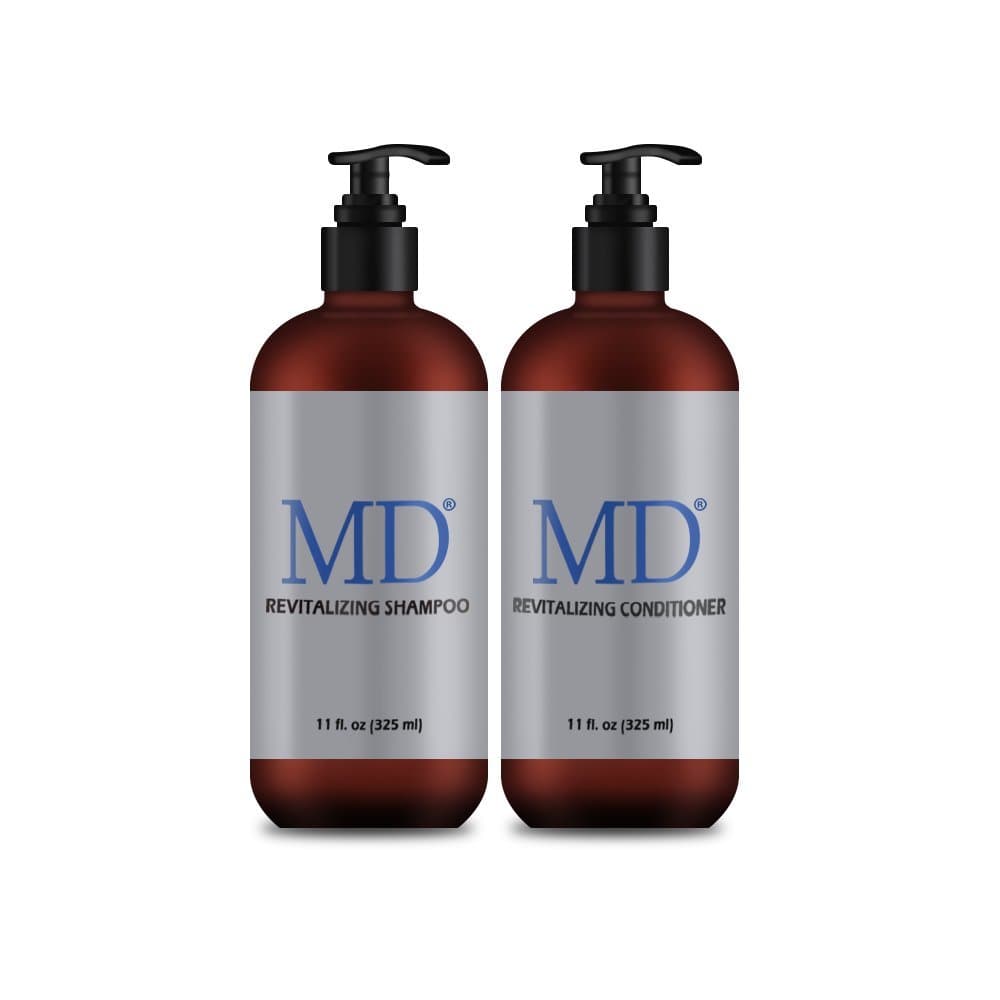 MDRevitalizing Shampoo & Conditioner Bundle (Set of 2/325 ml Each) - Moisturizing Hydrating Damaged Hair Shampoo & Conditioner with Aloe, Sacha Inchi & Peptides - Regrowth & Conditioning Formula