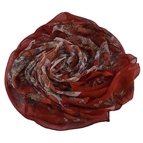 XianCanFu 100% Silk Georgette Square Scarf Shawl Wrap 42×42inches 100% Silk Georgette Square Scarf Shawl Wrap 42×42inches (Elegant dark red)