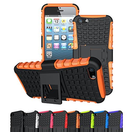 iPhone SE Case, iPhone 5S Case, Viodolge [Shockproof] Hybrid Tough Rugged Dual Layer Protective Case Cover with Kickstand for Apple iPhone SE / 5S / 5 (orange)