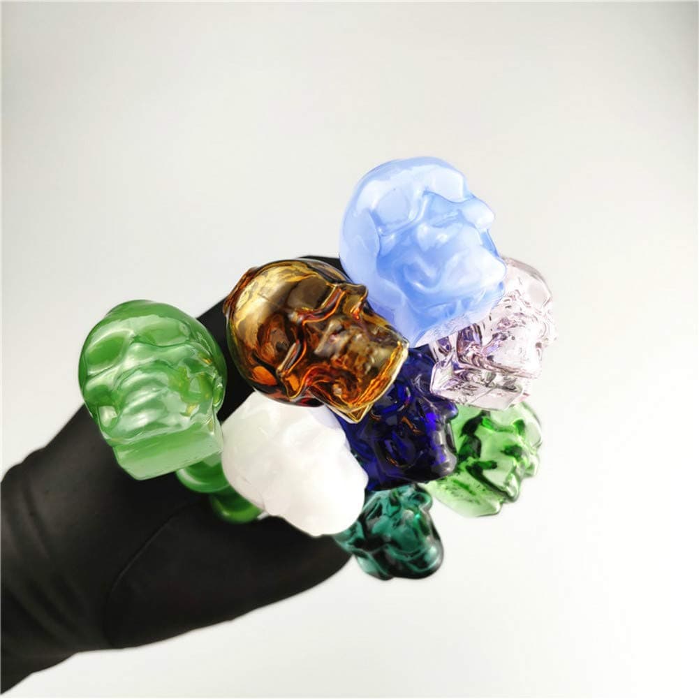 Kiwini 5.5 Inch Length Handmade Skull Pyrex Glass Craft Random Color 10Pcs