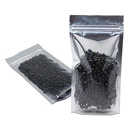 50 Pcs 4.7x6.7 inches Resealable Clear Front Mylar Foil Food Grade Pouches Stand Up Alone Zipper Bags Heat Seal Smell Proof Aluminum Foil Packaging Lotion Bath Salt Save Wrapping