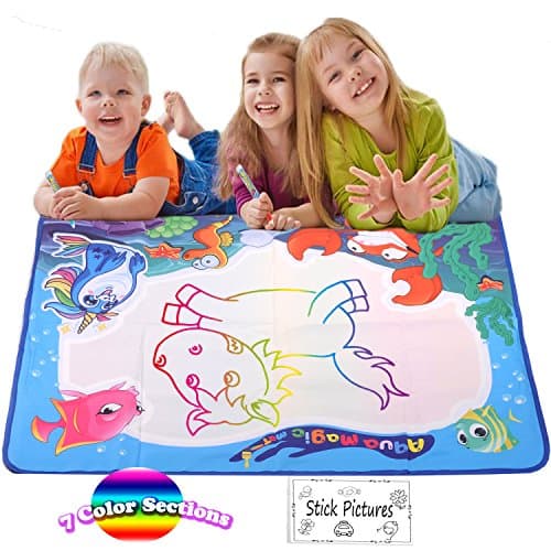 Aqua Magic Mat, Water Drawing Mat Extra Large Kids Toys Toddlers Painting Writing Doodle Board Mats with 2 Magic Pens Educational Age Toys for Toddlers Age 2 3 4 5 6 Boys Girls Gift (39.5" X 27.5")