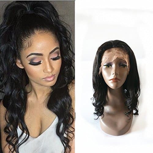 Enoya Hair Human Hair Wigs for Black Women Glueless Lace Front Wigs/Silk Top Lace Front Wig with Baby Hair Brazilian Virgin Hair Loose Wave 130% Density Natural Color (10" Silk Top Lace Front Wig)