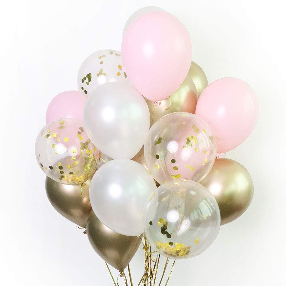 Pink Latex Balloons - 12" Latex Balloons Mix Clear Confetti Balloons Baby Shower Party Decorations(Pack of 40)