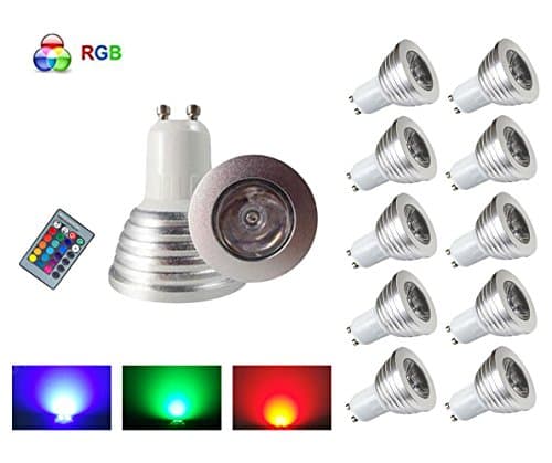 HHD® Pack of 10 3 W RGB LED Bulb 16 Color Change Colorful RGB LED Bulb with Remote Control AC95-240 V LED 250-270LM [] Energy Class A + [Energy Class A+]