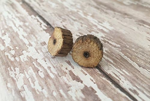 Natural Tree Branch Slice Wood Stud Earrings with Stainless Steel Posts