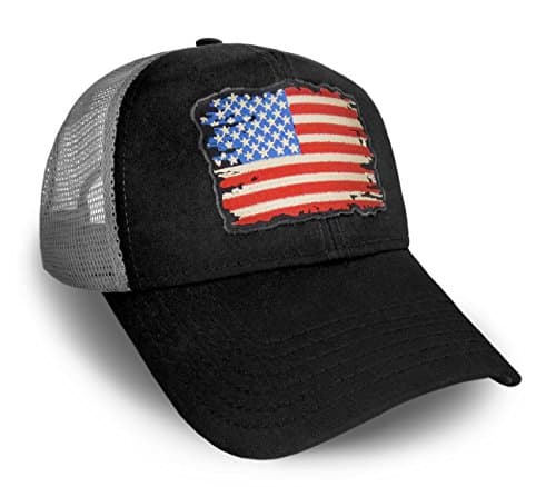 Strange Cargo USA American Flag Cap Black and Grey Snap Back Baseball Hat