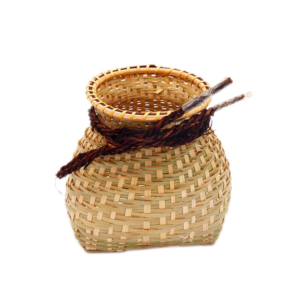 SUNNYHILL(TM Handmade Woven Bamboo Fishing Basket Fishing Creel Flower Vase Ikebana Mingei (Medium)