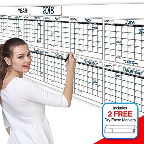 Extra Large 12 Month Dry Erase Wall Calendar Planner & Organizer 36x96 in Laminated Dry or Wet Erase Print Squares to Plan Your Whole Year Perfect Sales Planning Office Conference Rooms Teachers