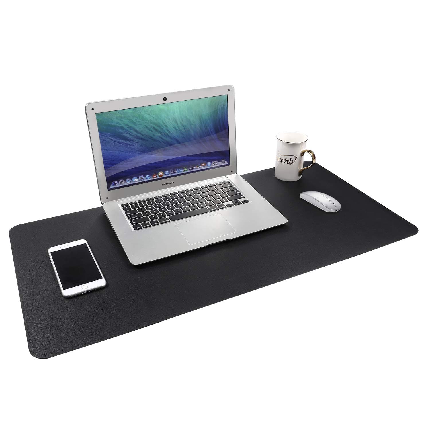 Gogloo Multifunctional Office Desk Pad, Dual Sided PU Leather Mouse Pad, Thin and Waterproof Desk Blotter Protector, Desk Writing Mat for Office/Home (Black, 31.5" x 15.7")