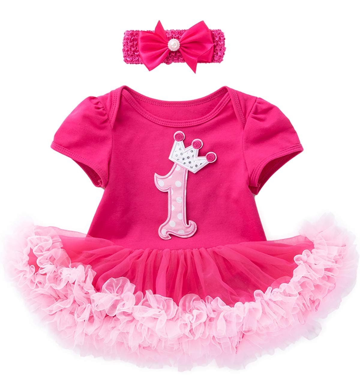 Outfit Set Baby Girls 1st Birthday Day Lace Tutu Dress with Headband