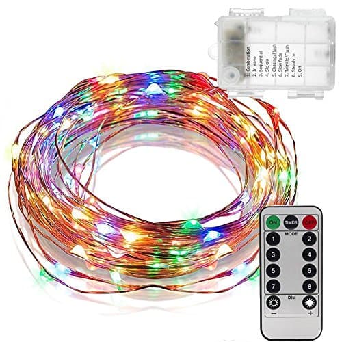 Fairy Lights 200LED Battery Powered LED String Lights Geefawa 66ft Waterproof Copper Wire Lights Firefly Lights Dimmable with Remote Control for Indoor Outdoor Bedroom Patio Garden Multi-Color